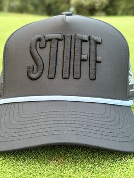 Golf Baseball Cap “Stiff” 3D Embroidered, Rope Detailing, Blue, Black Or White, 3 of 12