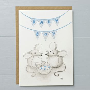 New Baby Boy Mouse Greeting Card, 2 of 2