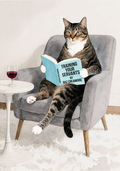 Your Own Cat Reading Book Wall Art Print | Customise Colours And Book Title, 9 of 12