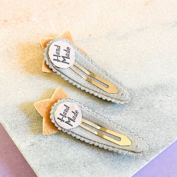 Grey Velvet Gold Glitter Star Hair Clip Set, 2 of 2