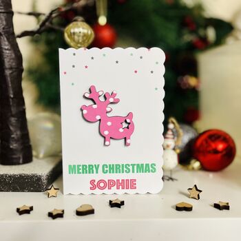 Christmas Card For Granddaughter Daughter Sister Niece Reindeer, 2 of 7