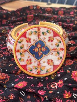 Marble Meenakari Coasters, Set Of Six With Case, 2 of 11