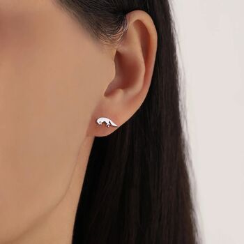 Sterling Silver Jumping Fox Stud Earrings, 4 of 12