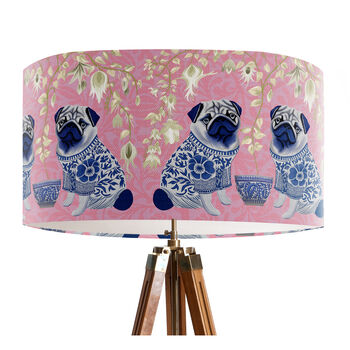 Chinoiserie Pug Lampshade On Pink, 4 of 5