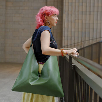 Leather Hobo Slouch Bag, 3 of 10