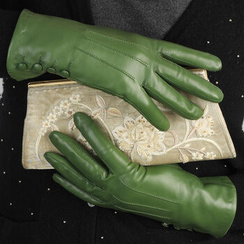 Kate. Women's Silk Lined Button Leather Gloves, 5 of 11