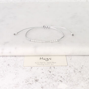 Sterling Silver 'Hugs' Morse Code Bracelet, 5 of 7
