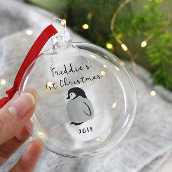 Baby Penguin First Christmas Glass Bauble Decoration, 4 of 7