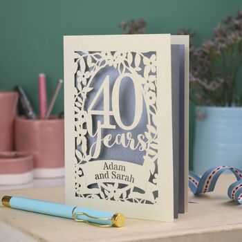 Personalised Papercut 40 Years Wedding Anniversary Card, 4 of 7