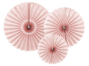 Dusty Rose Pink Party Fan Decorations X Three, 2 of 4
