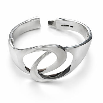 Interlocking Solid Silver Circles Bangle, 6 of 10