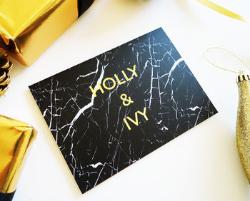 Marble And Gold Foil 'Holly And Ivy' Card, 2 of 2