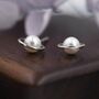 Sterling Silver Mother Of Pearl Planet Stud Earrings, thumbnail 1 of 12