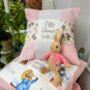 Personalised Pink And Grey Bunny Name Cushion, thumbnail 5 of 8