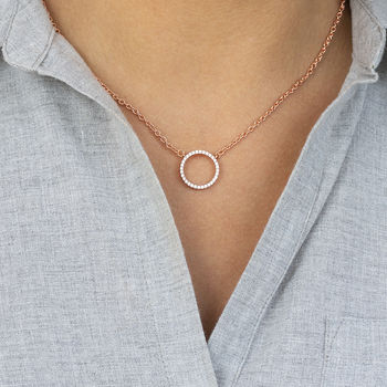 Pave Halo Eternity Circle Necklace, 5 of 7