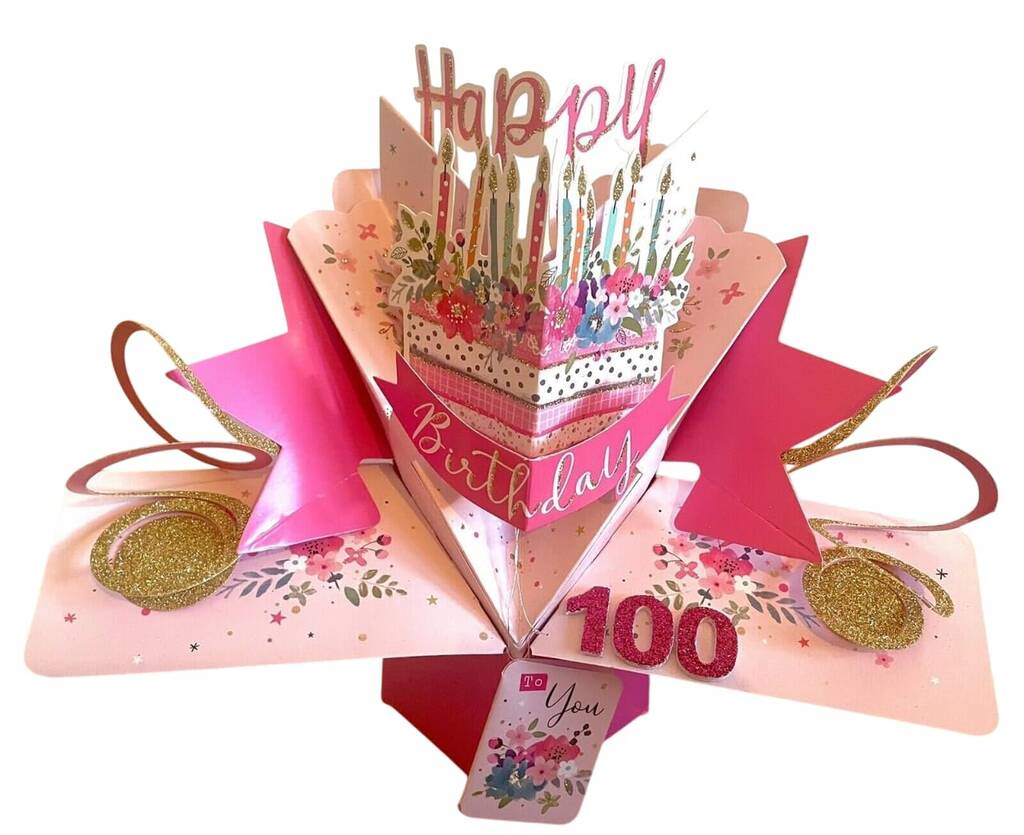 100th Birthday Pop Up 3D Keepsake Card Cake Design