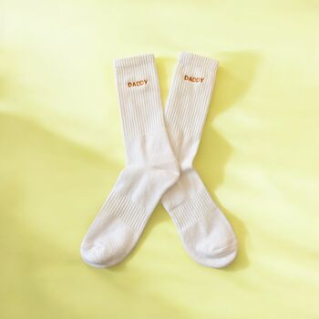 Colourful Rainbow Sports Embroidered Daddy Socks Gift, 2 of 3