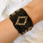 Metallic Fringe Geometric Seed Bead Cuff Bracelet, thumbnail 3 of 3