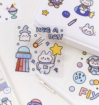 Cute Bunny Space Galaxy Sticker Sheet Box, 2 of 7