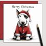 Bull Terrier Christmas Card. Christmas Clothes, thumbnail 1 of 2