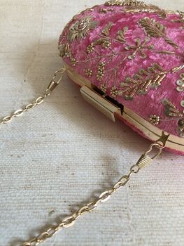 Hot Pink Oval Velvet Clutch, 8 of 10
