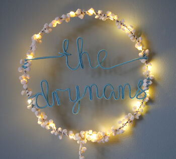 Personalised Fairy Light Wreath Two Lines, 3 of 8