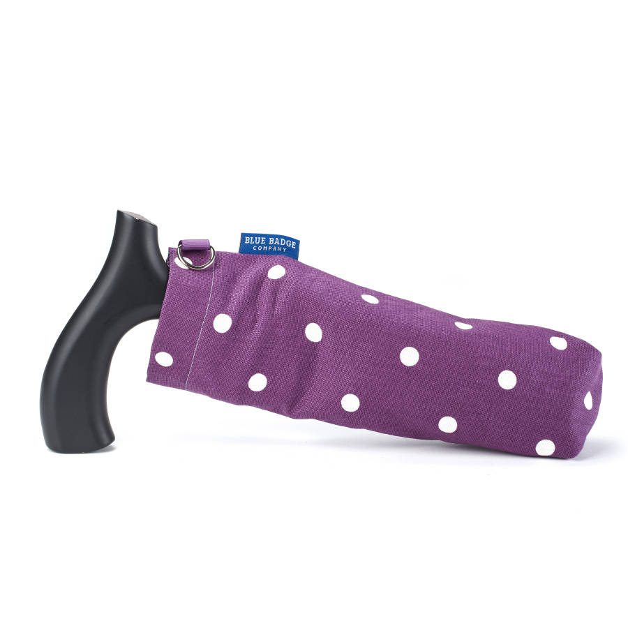 folding walking stick bag purple spots by blue badge co