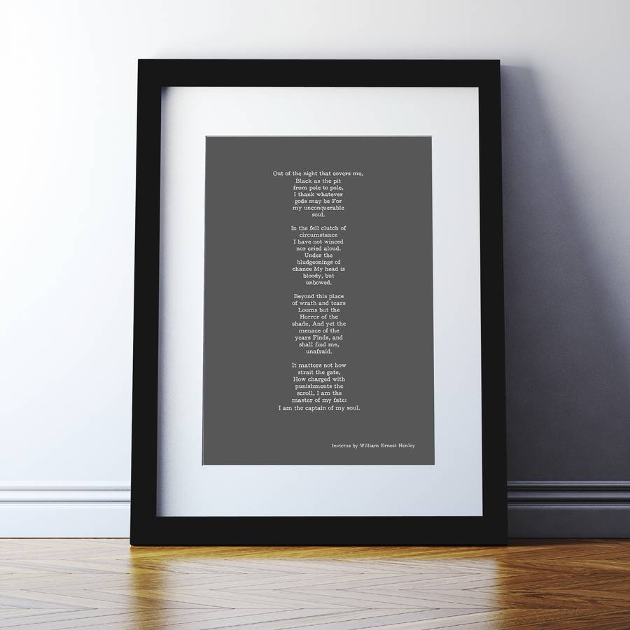 invictus poem print by spin collective | notonthehighstreet.com