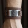 Mens Viking Compass Real Leather Cuff Bracelet, thumbnail 3 of 5