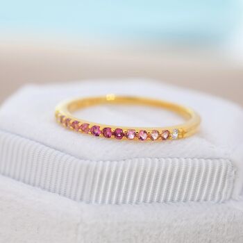 Ruby Red Ombre Half Eternity Ring In Sterling Silver, 5 of 11
