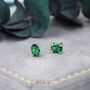 Emerald Green Oval Cz Stud Earrings, thumbnail 5 of 10