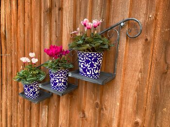 Grey Metal Wall Mounted Planter Stand Vintage Style, 8 of 11