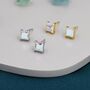 Princess Cut Ab Crystal Stud Earrings, thumbnail 4 of 11