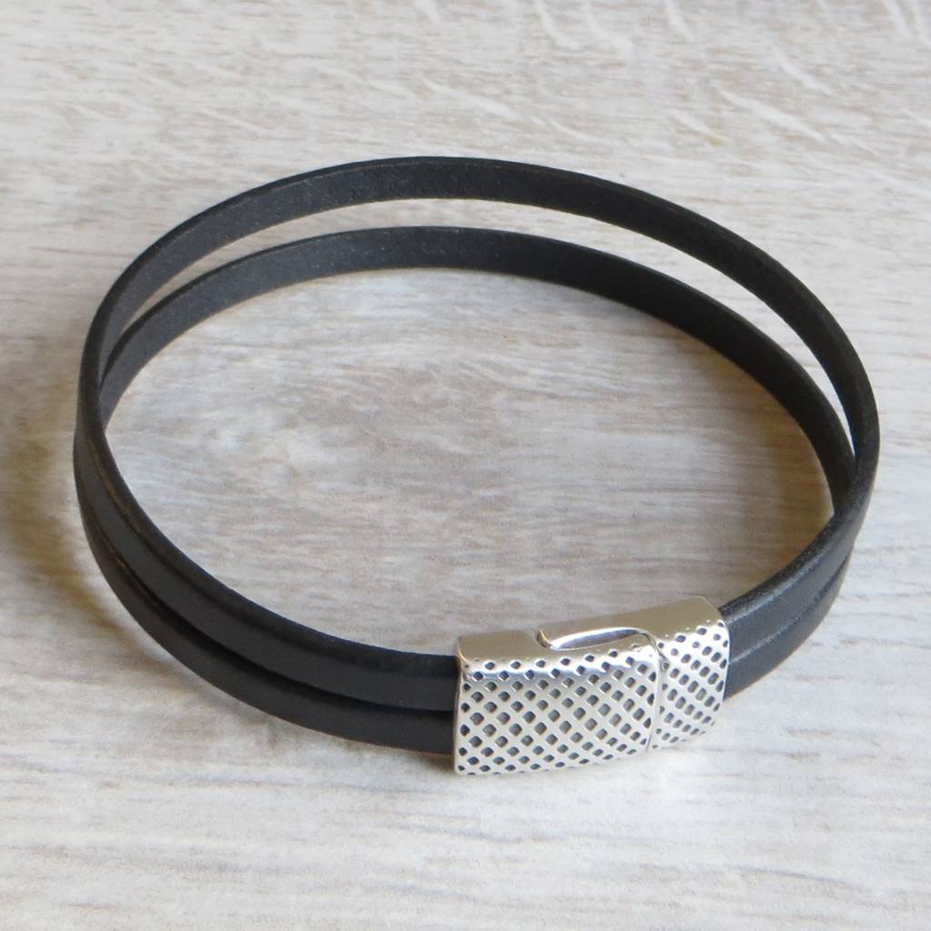 personalised real leather double strap bracelet by gracie collins