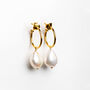 Gold Plated Pearl Hoop Earrings, thumbnail 1 of 7