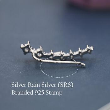Sterling Silver Ear Crawler Earrings With Sparkly Cz Crystals, 10 of 11
