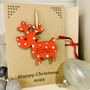 Personalised Reindeer Red Christmas Decoration And Card, thumbnail 2 of 6