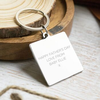 Stainless Steel Square Keyring With Prints, My Fingers May Be Small, 2 of 3