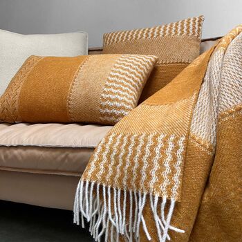 Uptown Wool Throw Ocre, 3 of 6