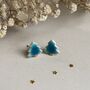 Tiny Turquoise Christmas Tree Ceramic Earrings, thumbnail 5 of 10