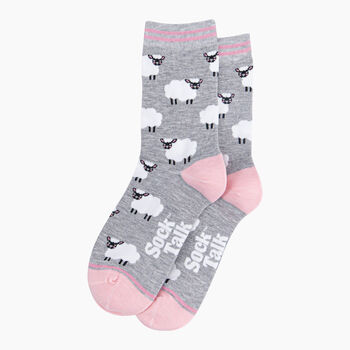 Sheep Bamboo Socks In Grey Marl, 3 of 4