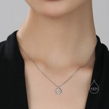 Sterling Silver Extra Tiny Little Daisy Flower Pendant Necklace, 5 of 11