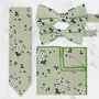 Wedding Handmade Cotton Floral Print Tie In Light Green, thumbnail 1 of 8