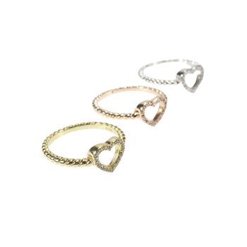 Heart Rings Cz, Rose Or Yellow Gold Vermeil 925 Silver, 9 of 10