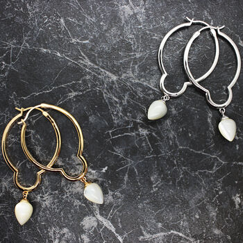 18k Gold Plated Mother Of Pearl Large Hoops, 4 of 5