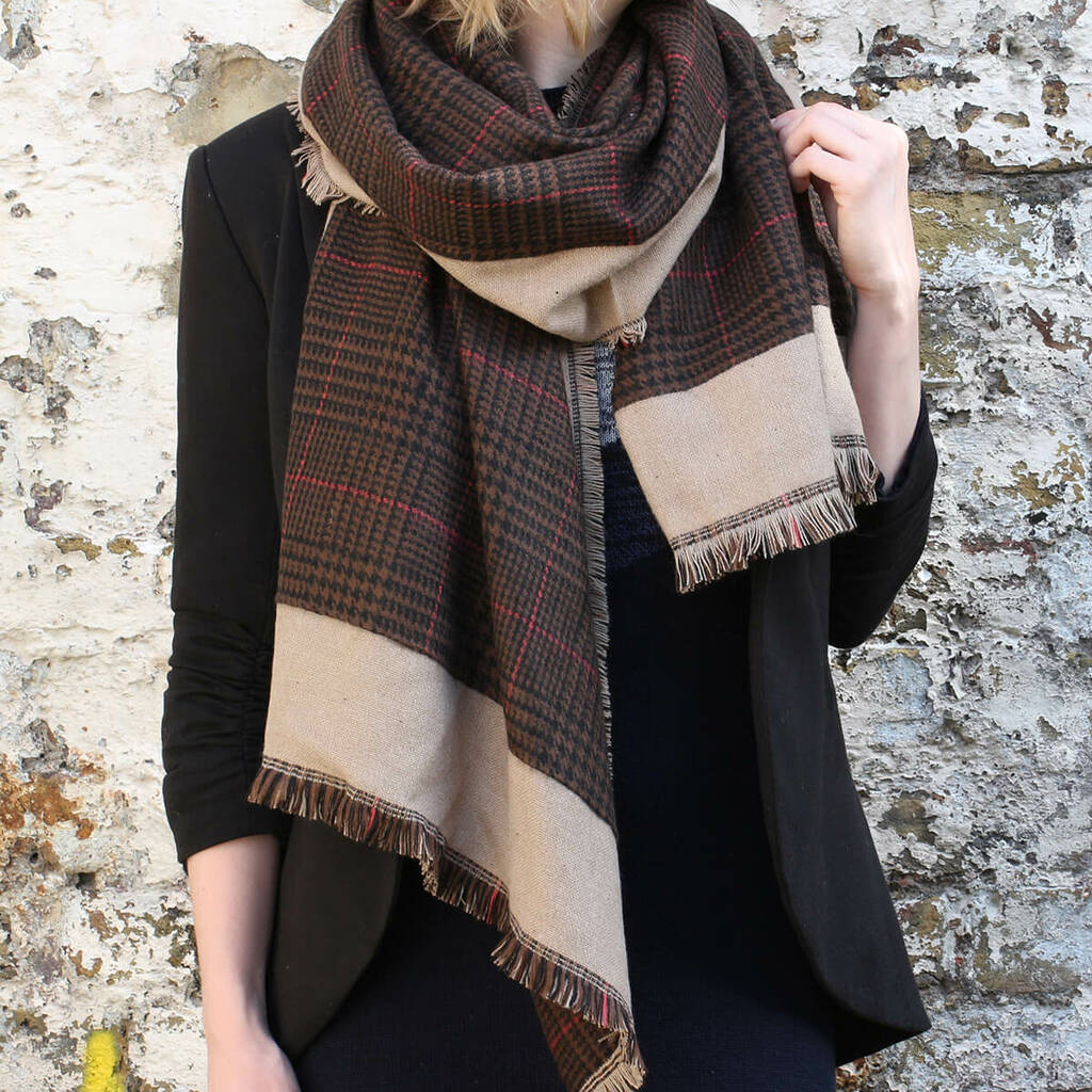 Houndstooth Check Pattern Woven Scarf By Studio Hop ...