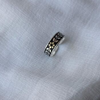925 Silver Leaf Adjustable Dainty Band Toe Ring, 5 of 5