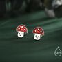Sterling Silver Cute Mushroom Stud Earrings, thumbnail 1 of 12