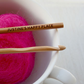 Personalised Happy Place Bamboo Crochet Hook, 3 of 4