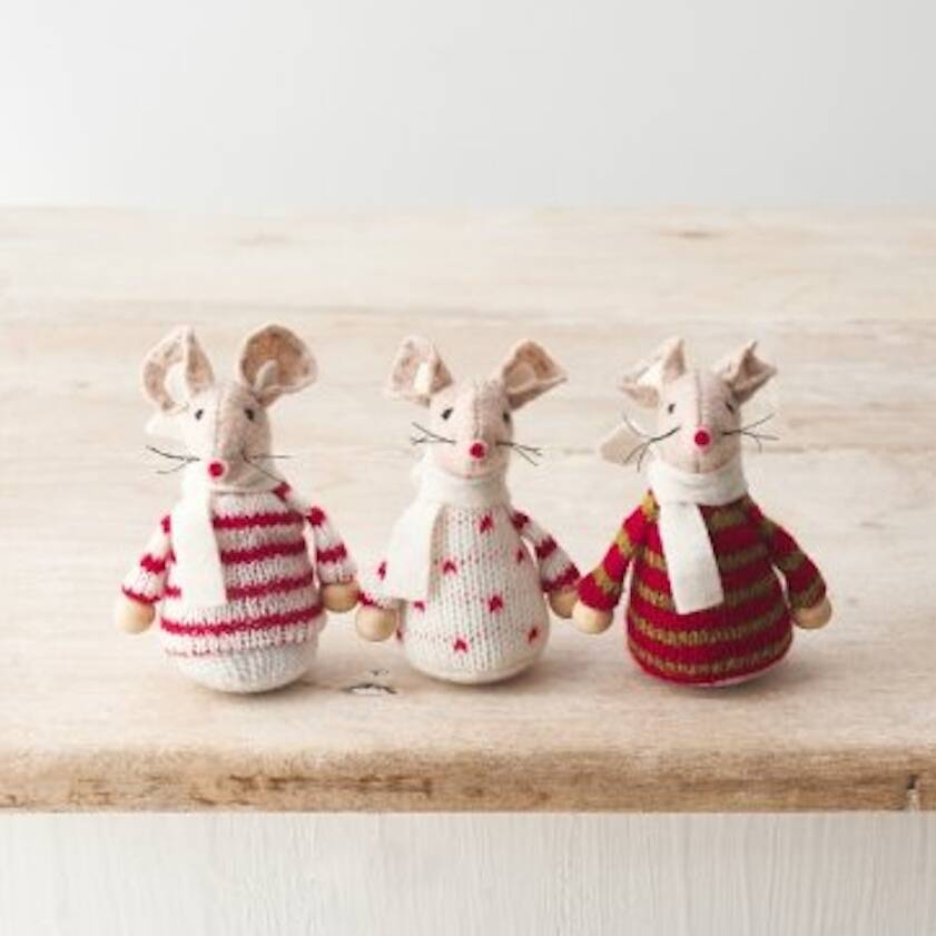 Tiny Felt Mouse In Knitted Jumper, 1 of 9